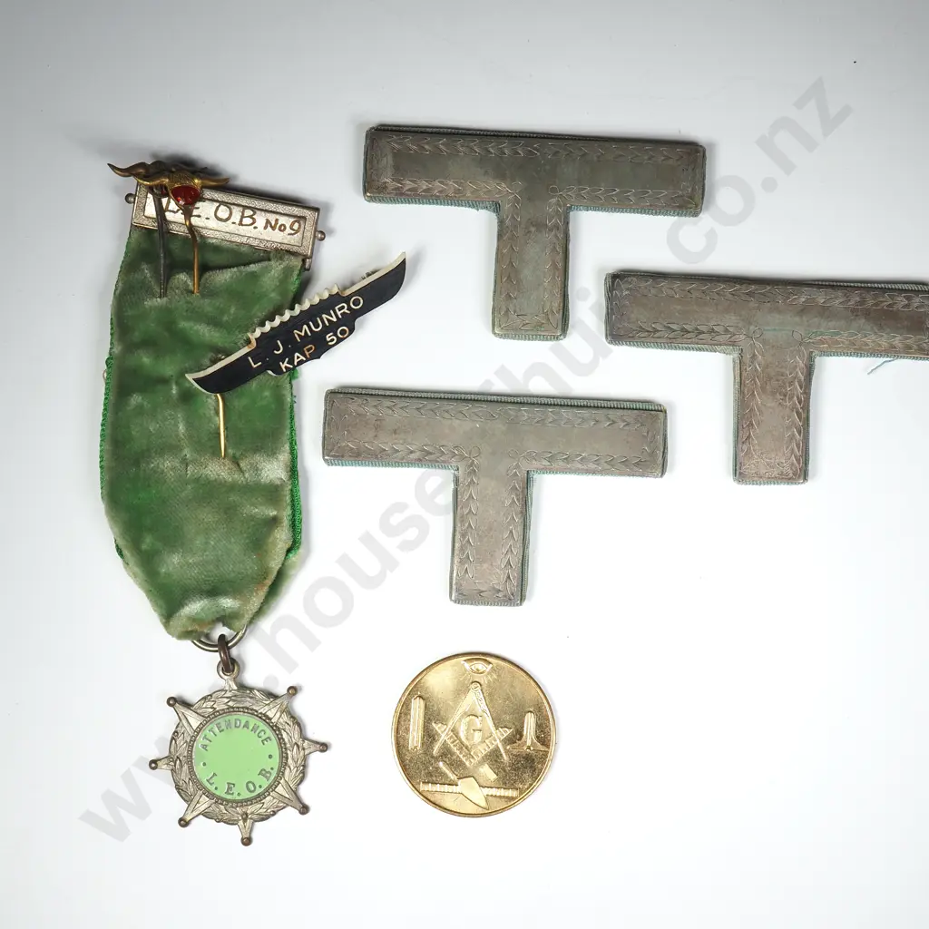 Two Lodge Medals & Other Regalia. Named To Munro Image 1++