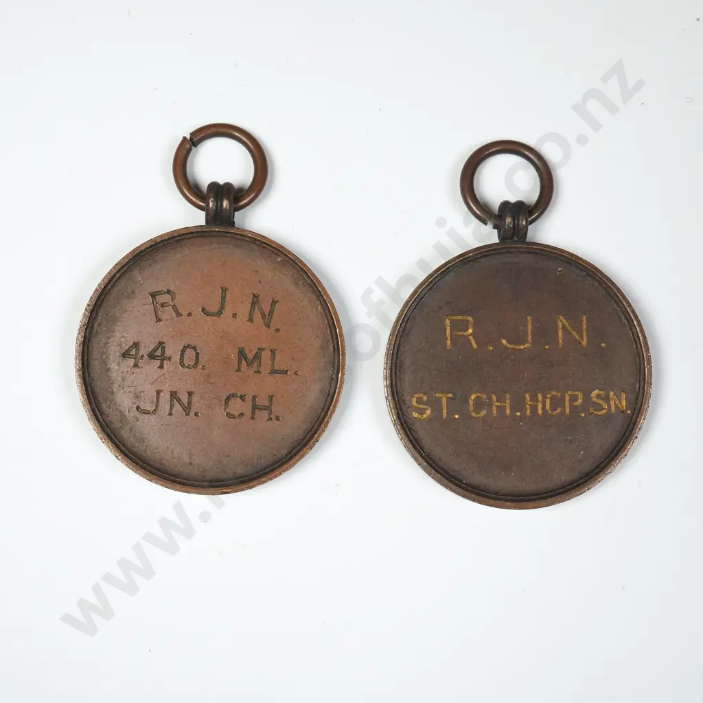 Two Antique Timaru High School Athletics Medals Image 1++
