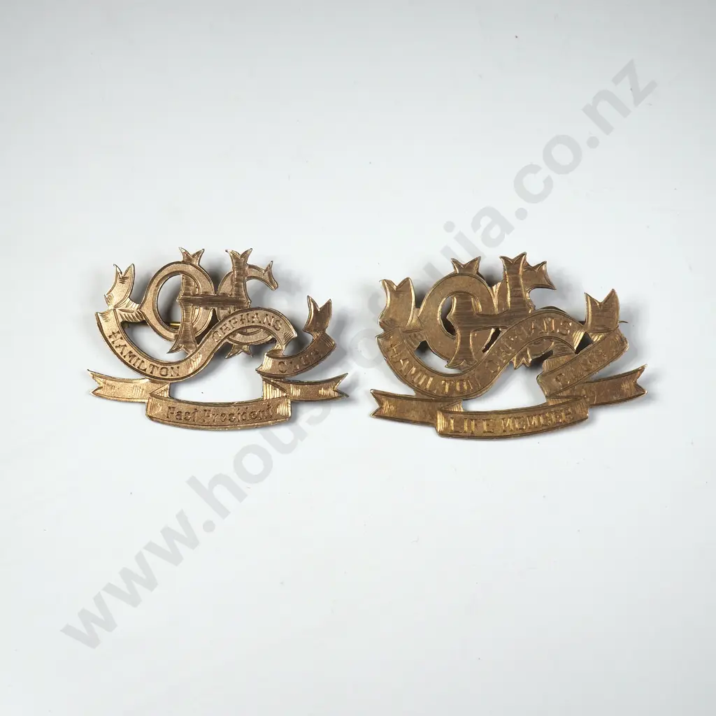 Two Sterling Silver Hamilton Orphans Club Badges to W Schultz Image 1++