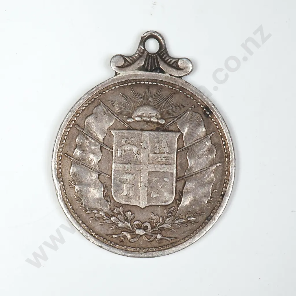 1889 New Zealand South Seas Exhibition Silver Medalete Image 1++