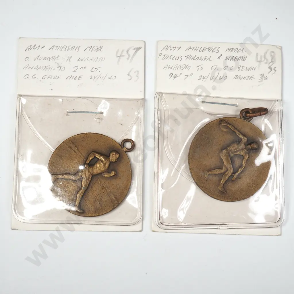 Two 1940's Bronze Athletics Medals Image 1++