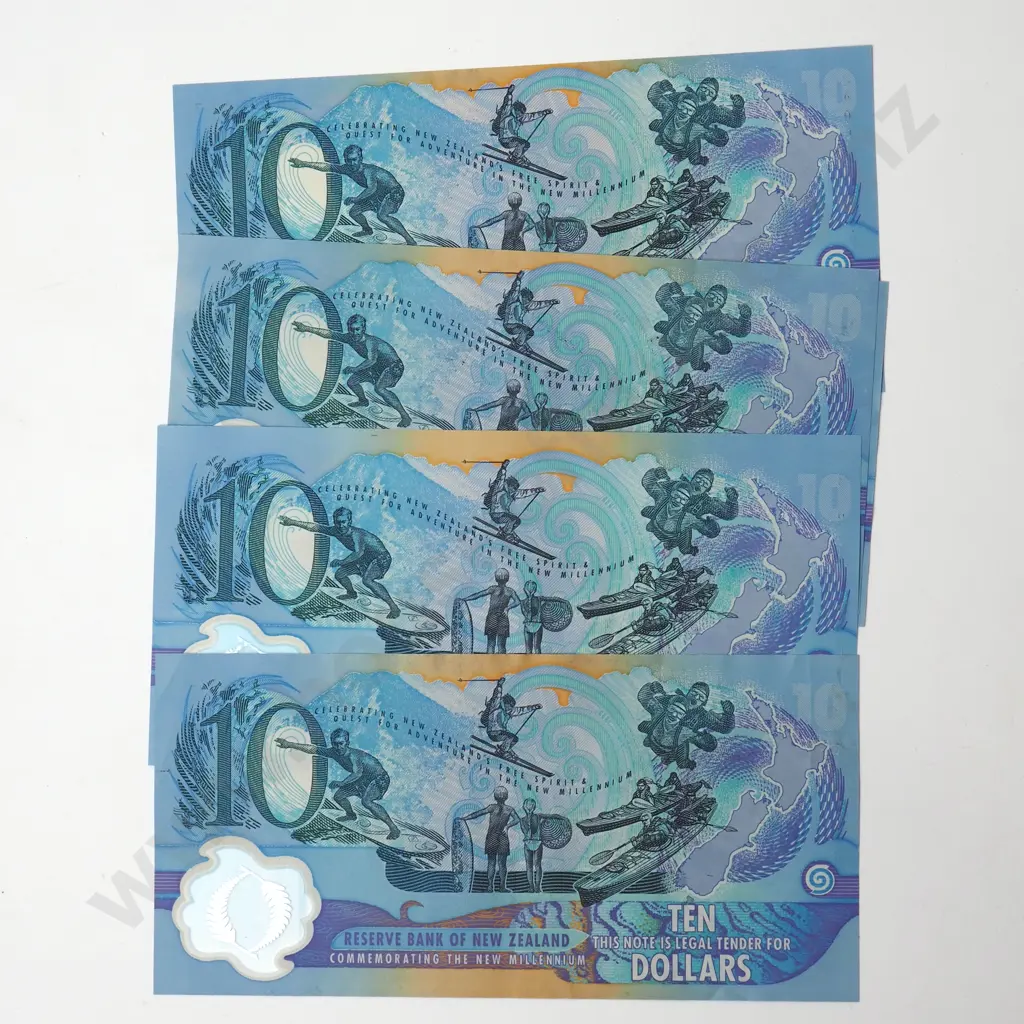 Four New Zealand Ten Dollar Millennium Banknotes - Better Grades Image 1++