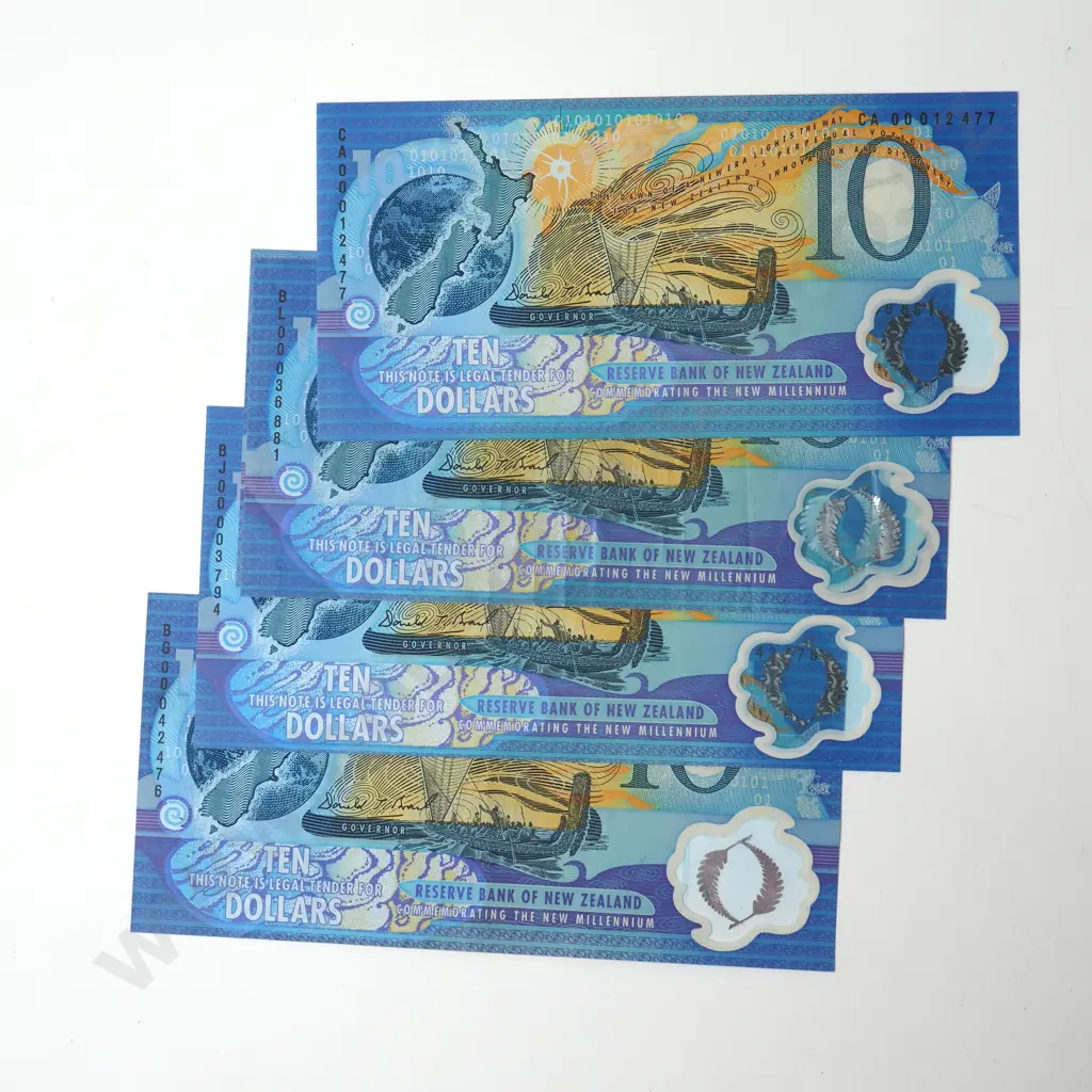 Four New Zealand Ten Dollar Millennium Banknotes - Better Grades Image 1++