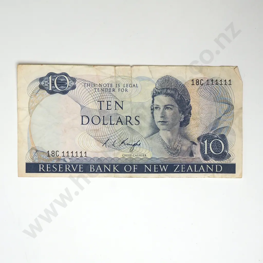Knight Ten Dollar Banknote - Block 1 Serial Number Image 1++