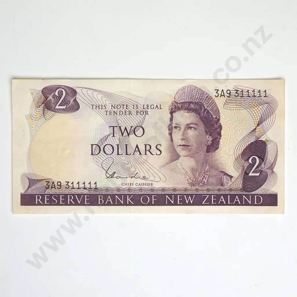 Hardie Type I Two Dollar Banknote - Almost Block 1 Serial Number - Better Grade Image 1++
