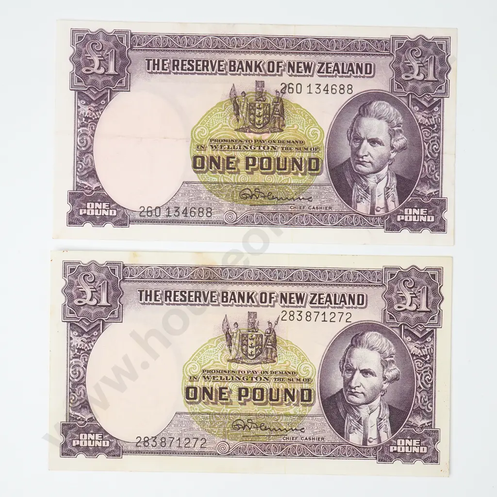 Two Fleming One Pound Banknotes EF Image 1++