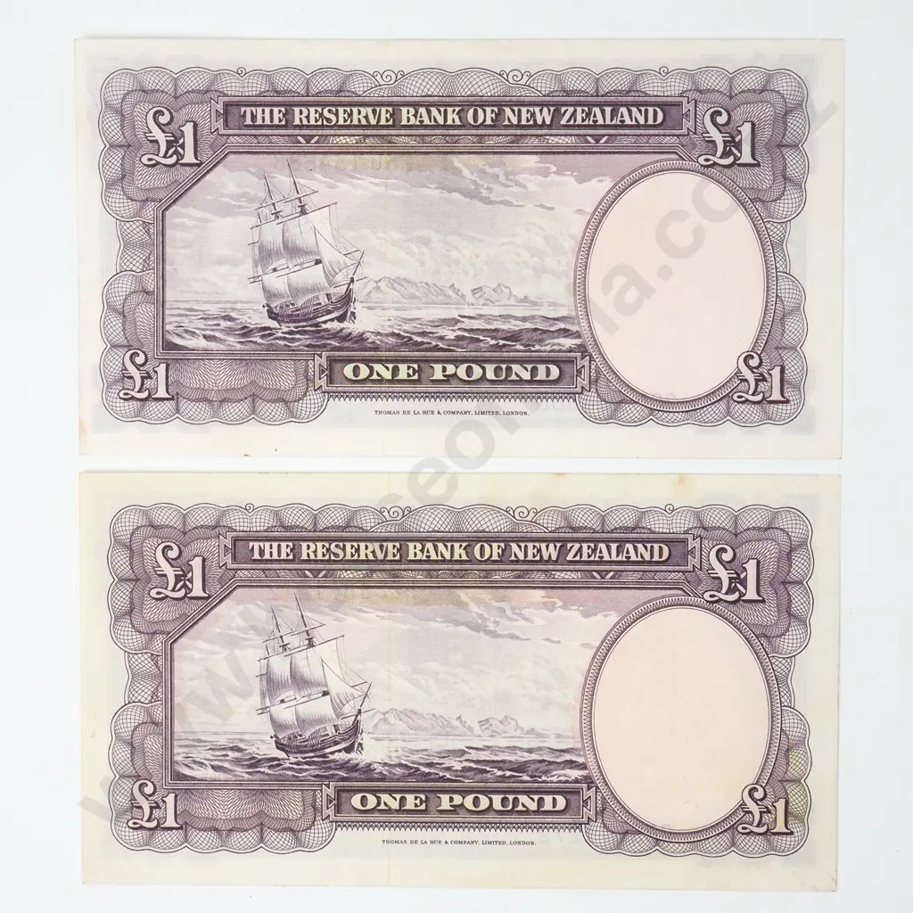 Two Fleming One Pound Banknotes EF Image 1++