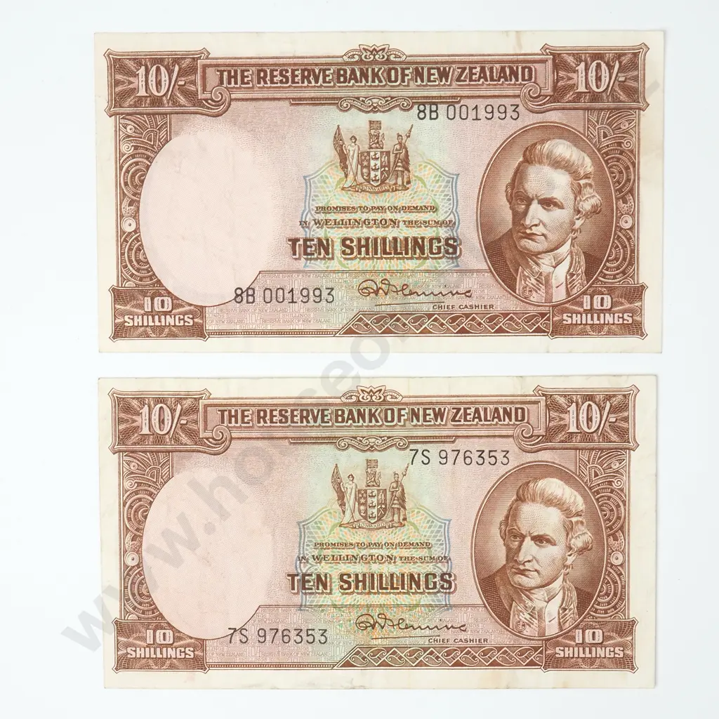 Two Fleming Ten Shilling Banknotes  Image 1++