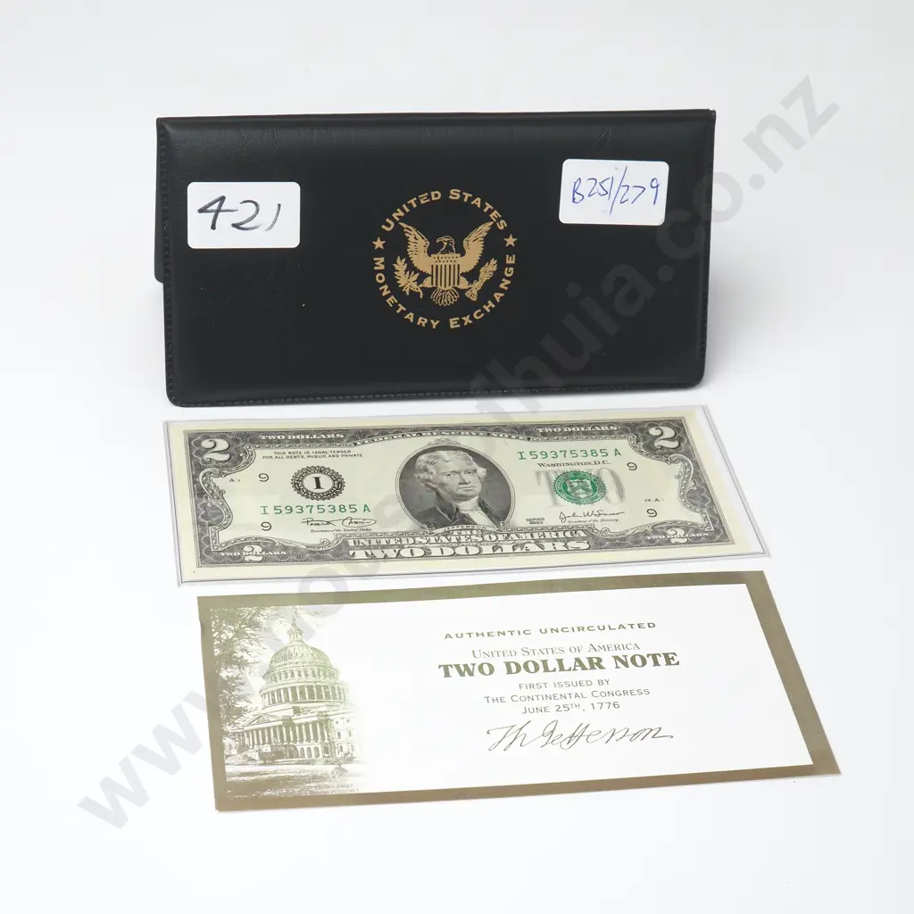 United States of America Two Dollar Note - AUNC in Issue Sleeve Image 1++