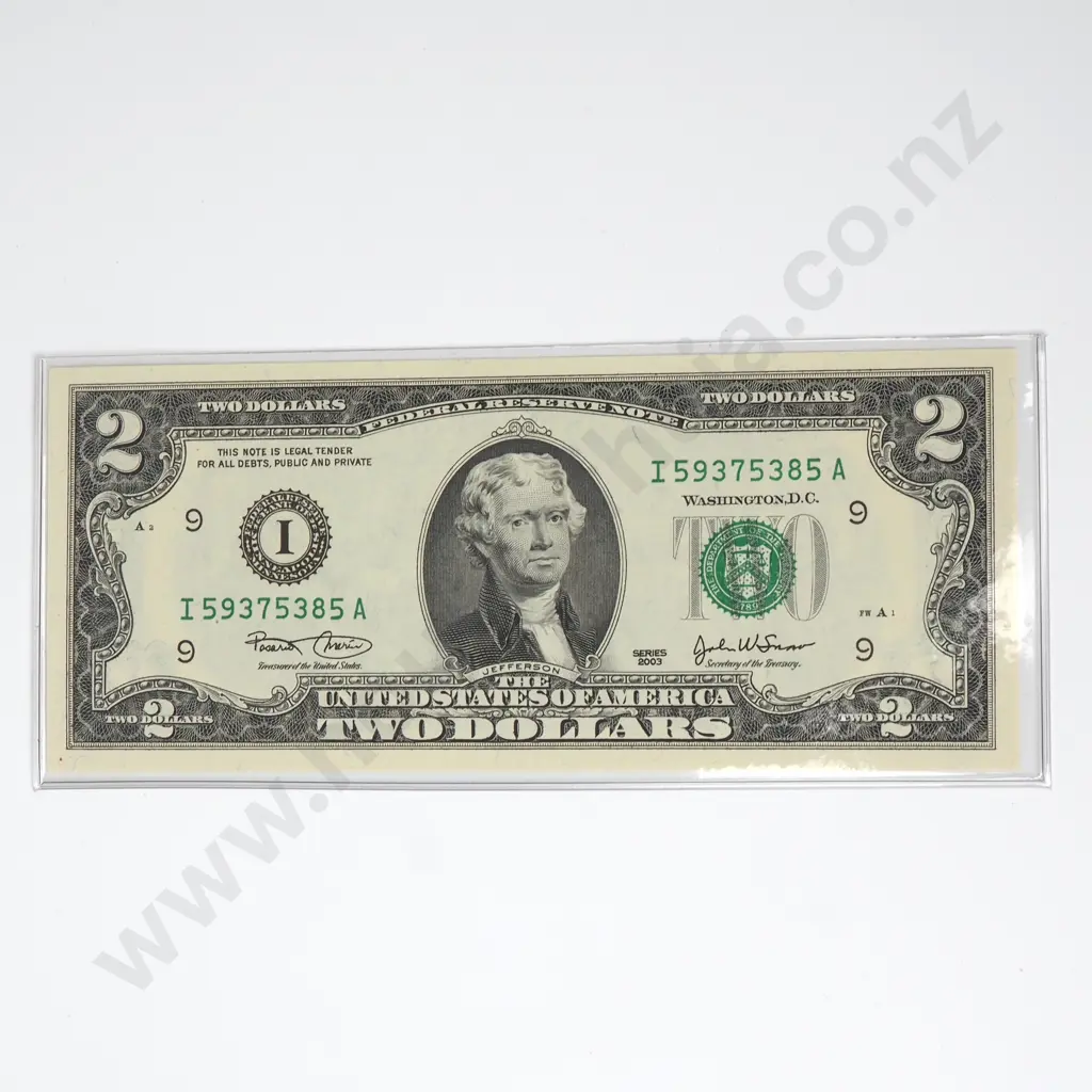 United States of America Two Dollar Note - AUNC in Issue Sleeve Image 1++