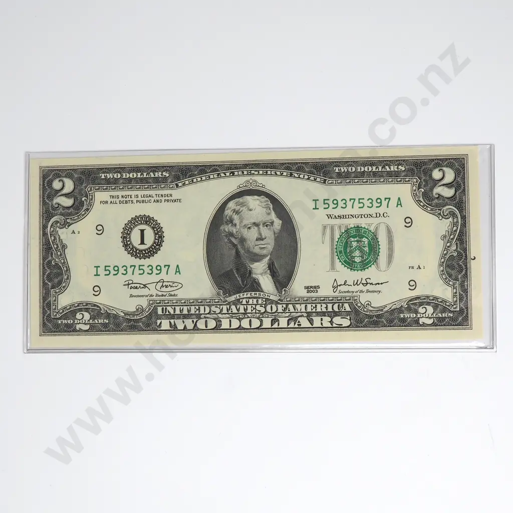 United States of America Two Dollar Note - AUNC in Issue Sleeve Image 1++
