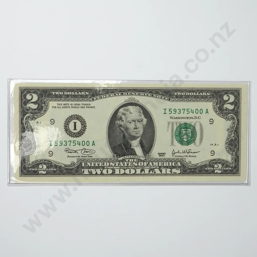 United States of America Two Dollar Note - AUNC in Issue Sleeve Image 1++