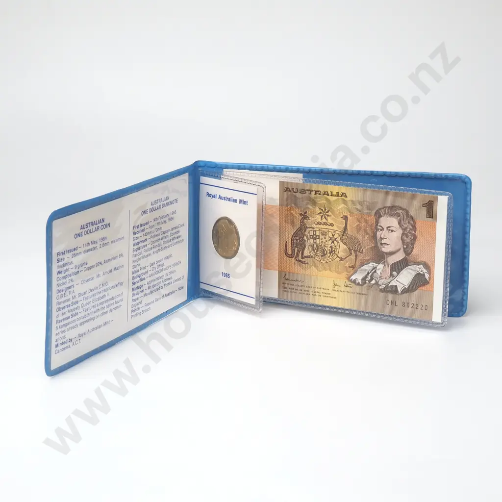 Australia One Dollar Banknote & Coin UNC Set Image 1++