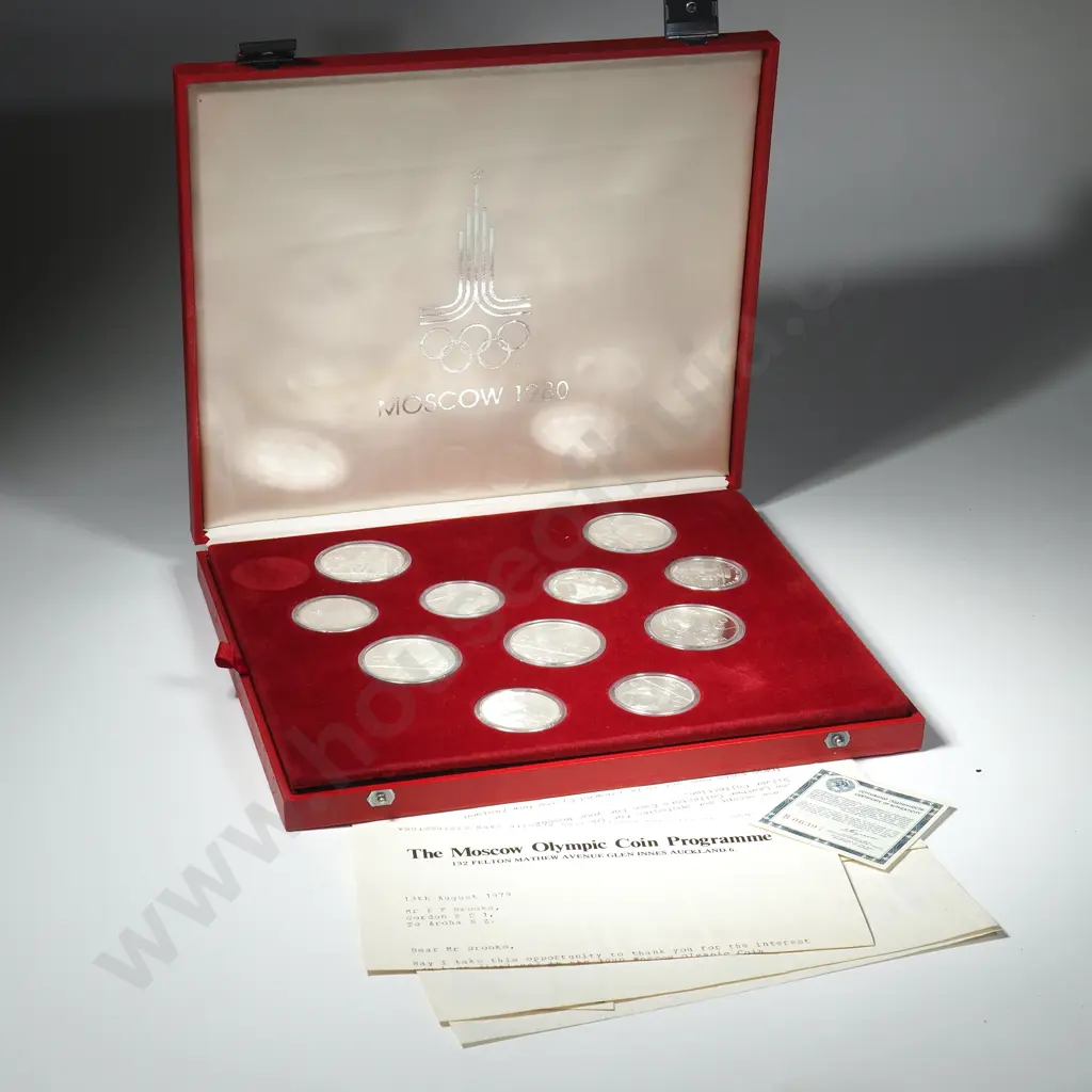 1980 Moscow Olympics USSR Silver 28-Coin Proof Set .900 Fine in Original Case – Rare Complete Set - 627.29 Grams ASW Image 1++