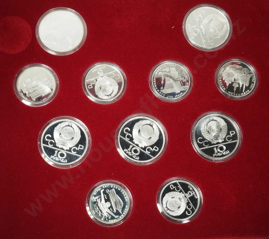 1980 Moscow Olympics USSR Silver 28-Coin Proof Set .900 Fine in Original Case – Rare Complete Set - 627.29 Grams ASW Image 1++