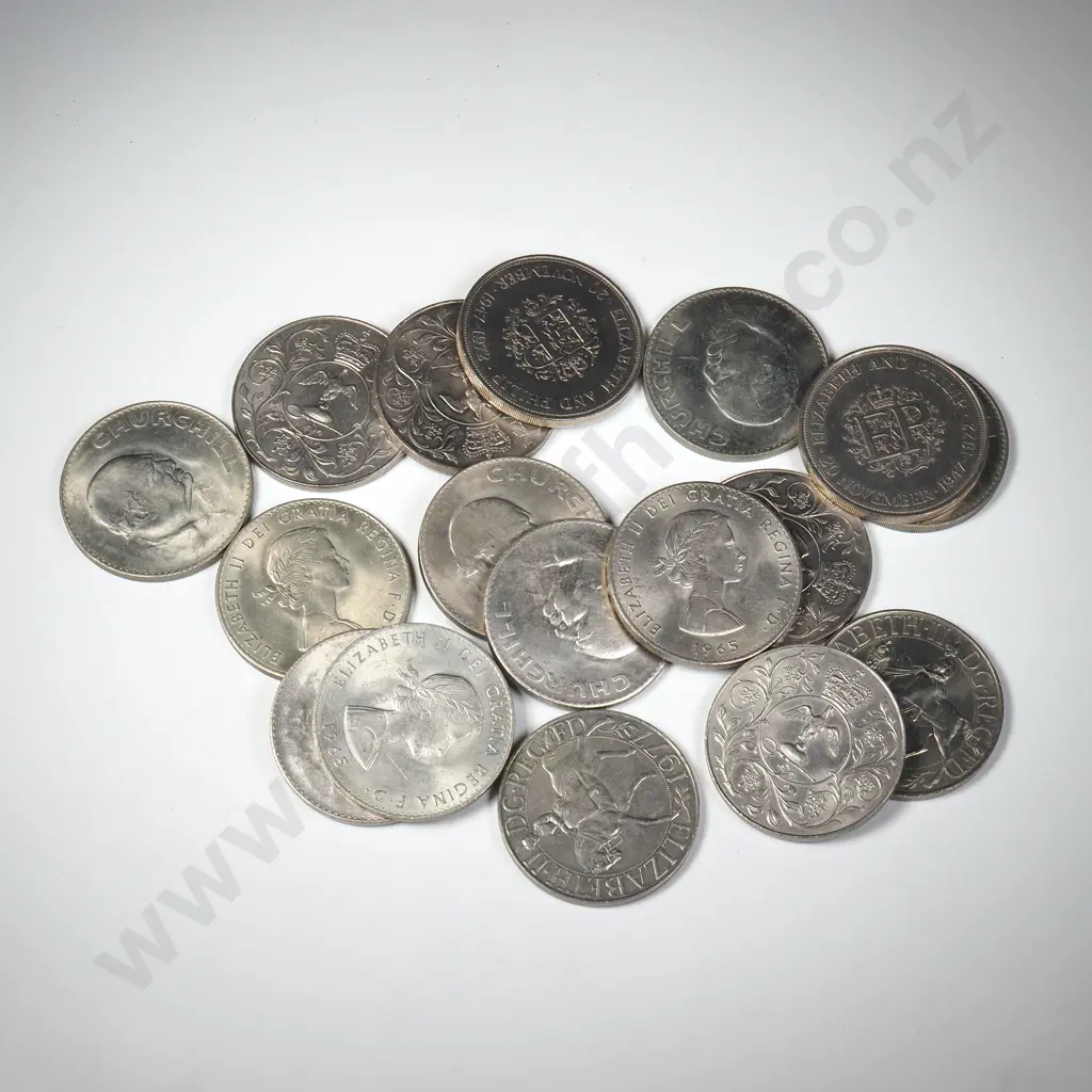 9 Churchill Crowns & 8 Jubilee Crowns Image 1++