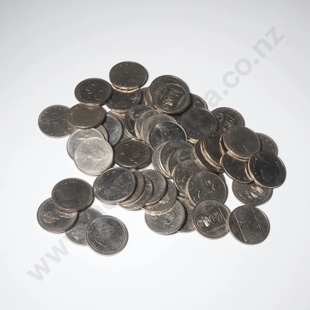 Fifty Canadian One Dollar Coins  Image 1++
