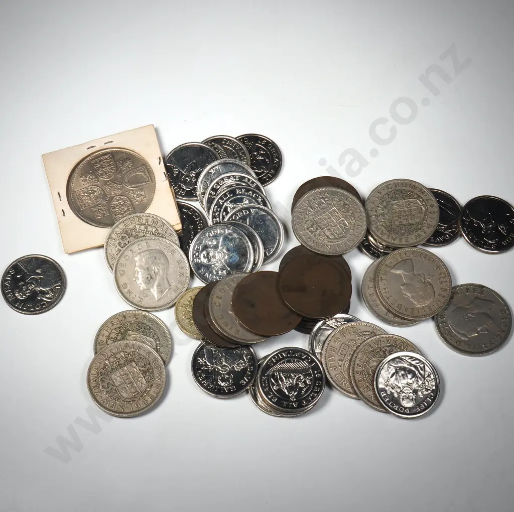 Assorted Lot of Mainly New Zealand Half Crowns & NZ All Black Medallions Image 1++