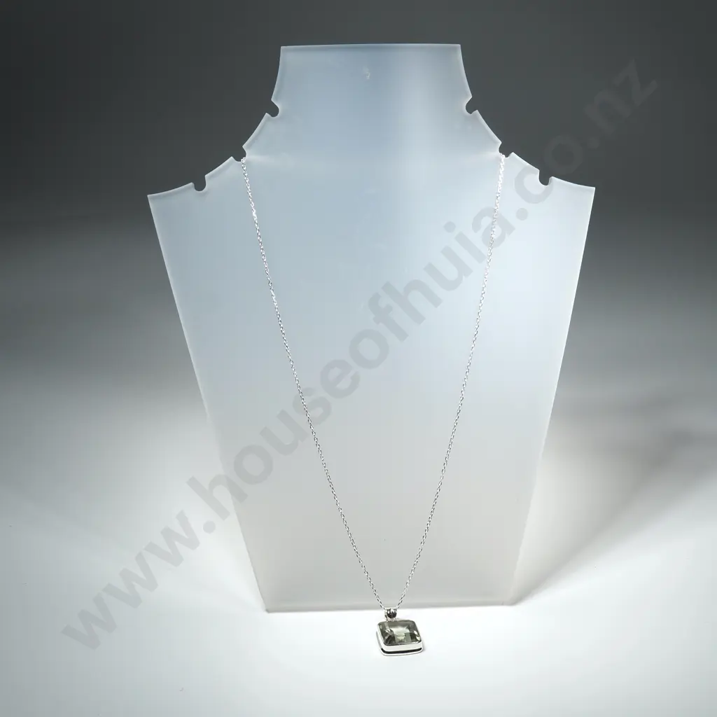 Sterling Silver Emerald Pendant W/ Sterling Silver Chain Image 1++