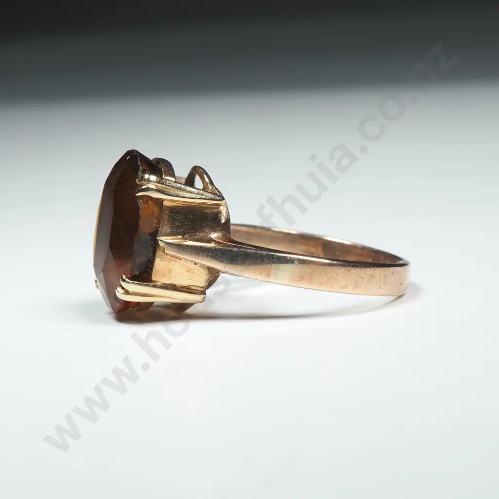 Vintage 9ct Gold Brown Stone Ring Image 1++
