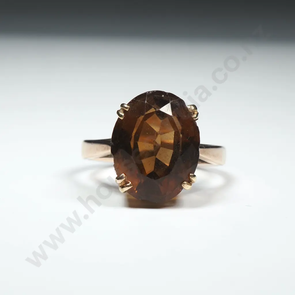 Vintage 9ct Gold Brown Stone Ring Image 1++
