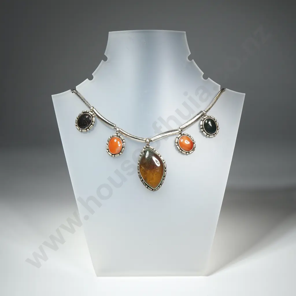 Tibetan Tribal Style Necklace W/ Gemstones Image 1++