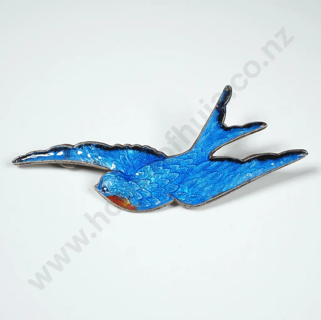 Sterling Silver Enamel Bird Brooch Image 1++