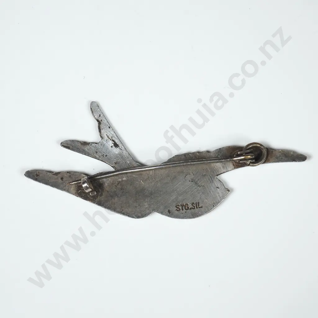 Sterling Silver Enamel Bird Brooch Image 1++