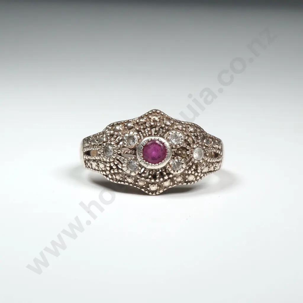 Sterling Silver Sparkly Pink Stone Ring Image 1++