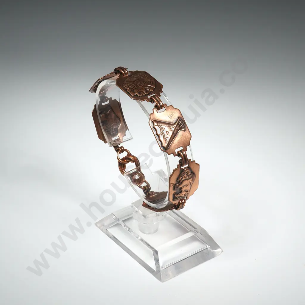 Copper American Indian Themed Bracelet Image 1++