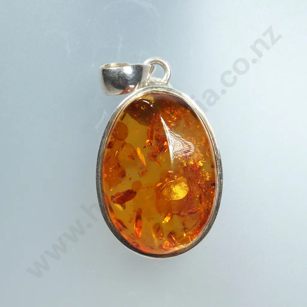 Sterling Silver Amber Pendant Image 1++