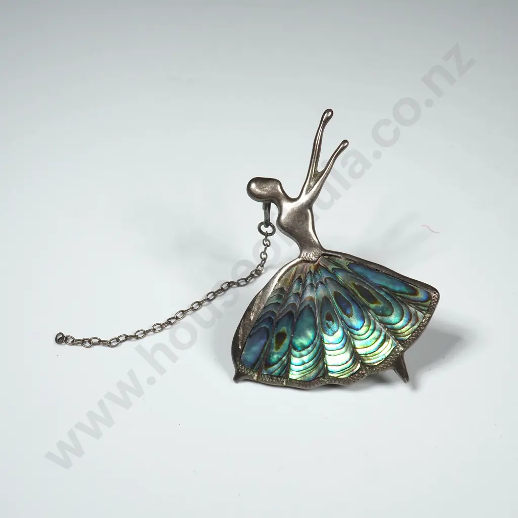 Sterling Silver Paua Shell Dancing Brooch Image 1++