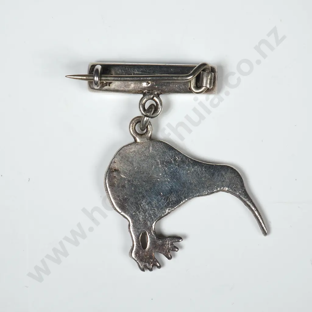 Vintage Sterling Silver And Paua Shell Kiwi Brooch Image 1++