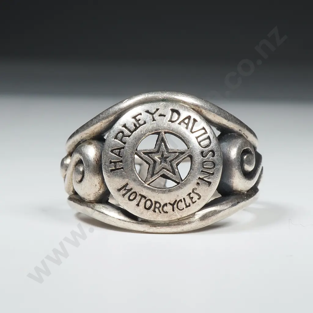 Vintage Sterling Silver Harley Davidson Ring Image 1++