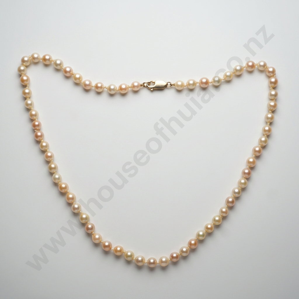 Strand of Pearls w 14ct Gold Parrot Clasp Image 1++