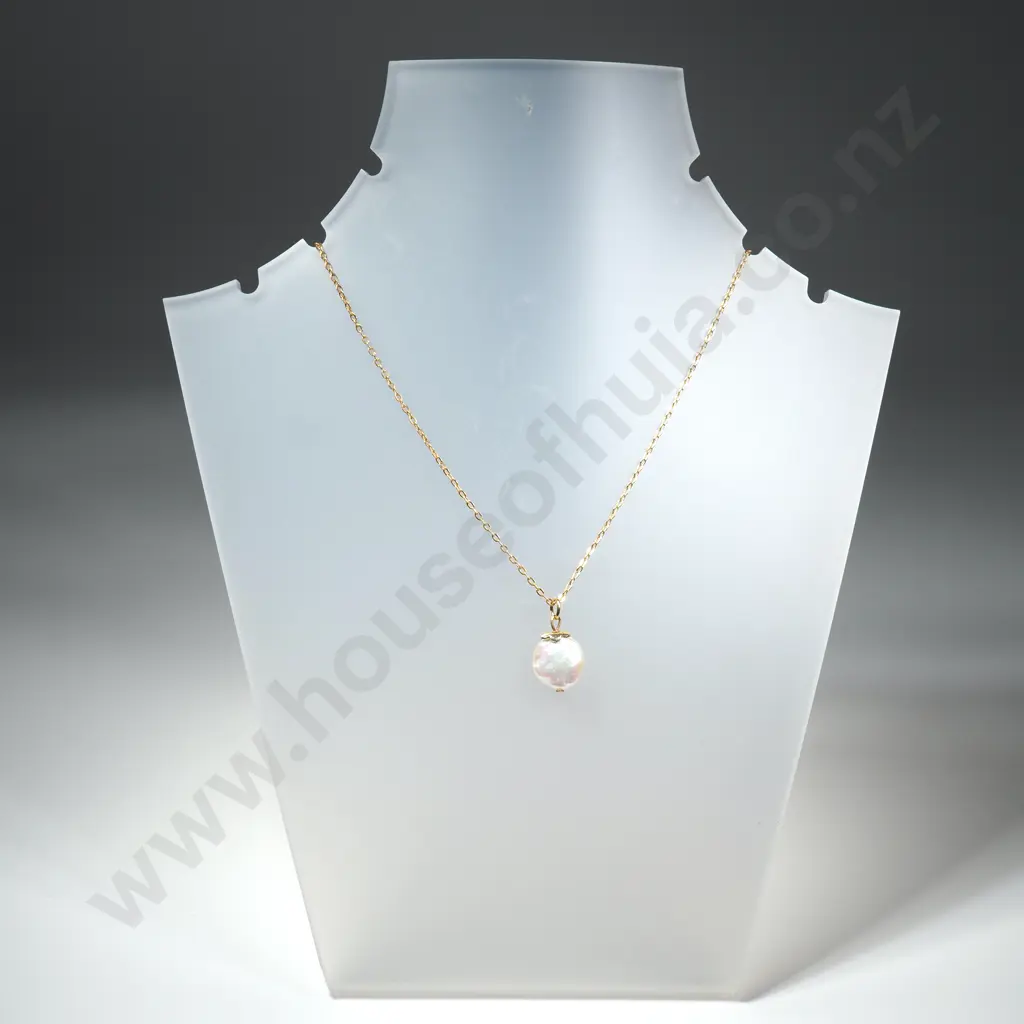 Pearl Pendant on Gilt Chain Image 1++