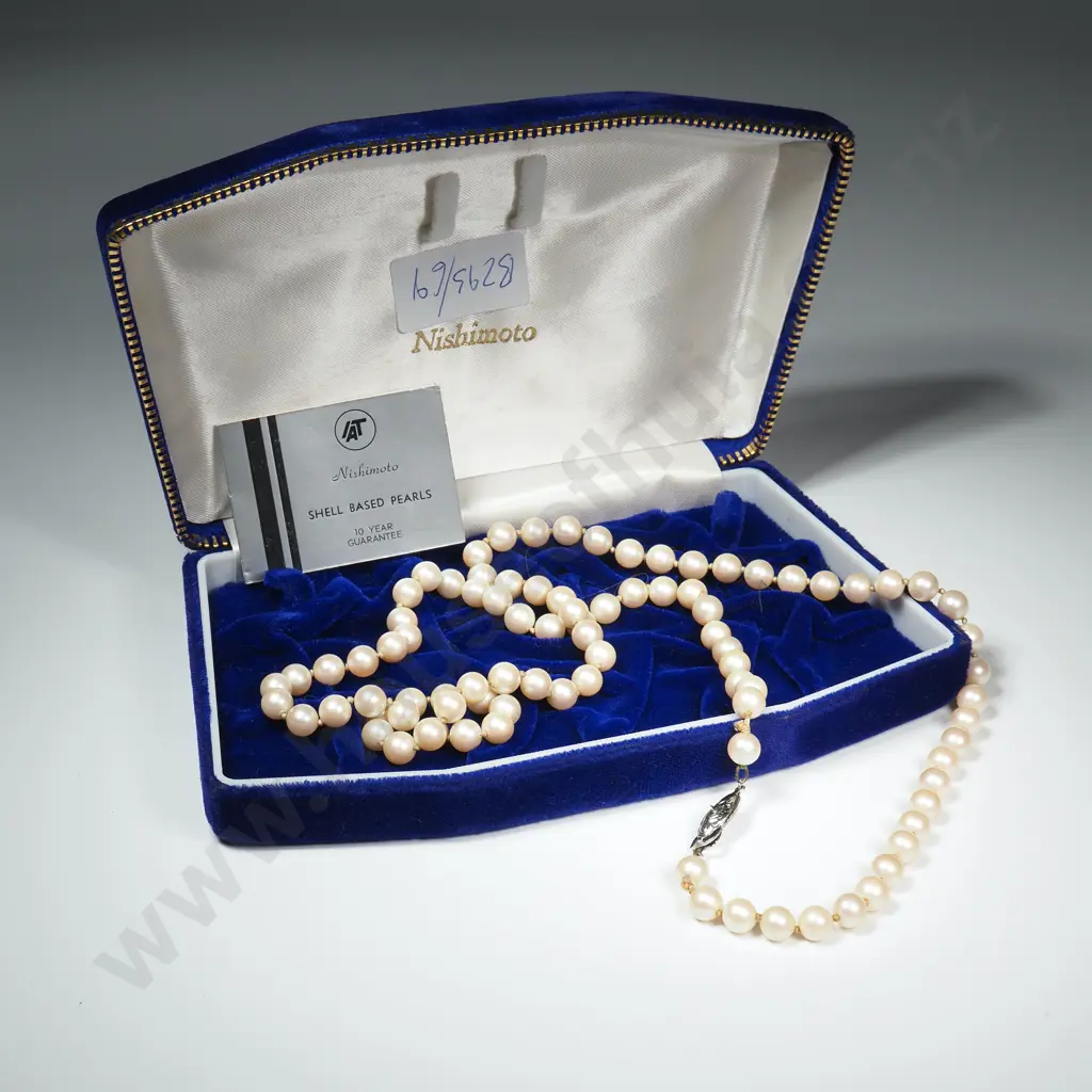 Vintage Cased Nishimoto Shell Based Pearl Necklace Image 1++