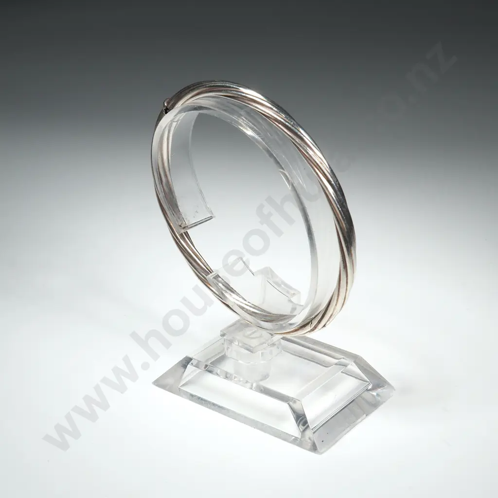 Sterling Silver Hinged Twist  Oval Bangle Image 1++