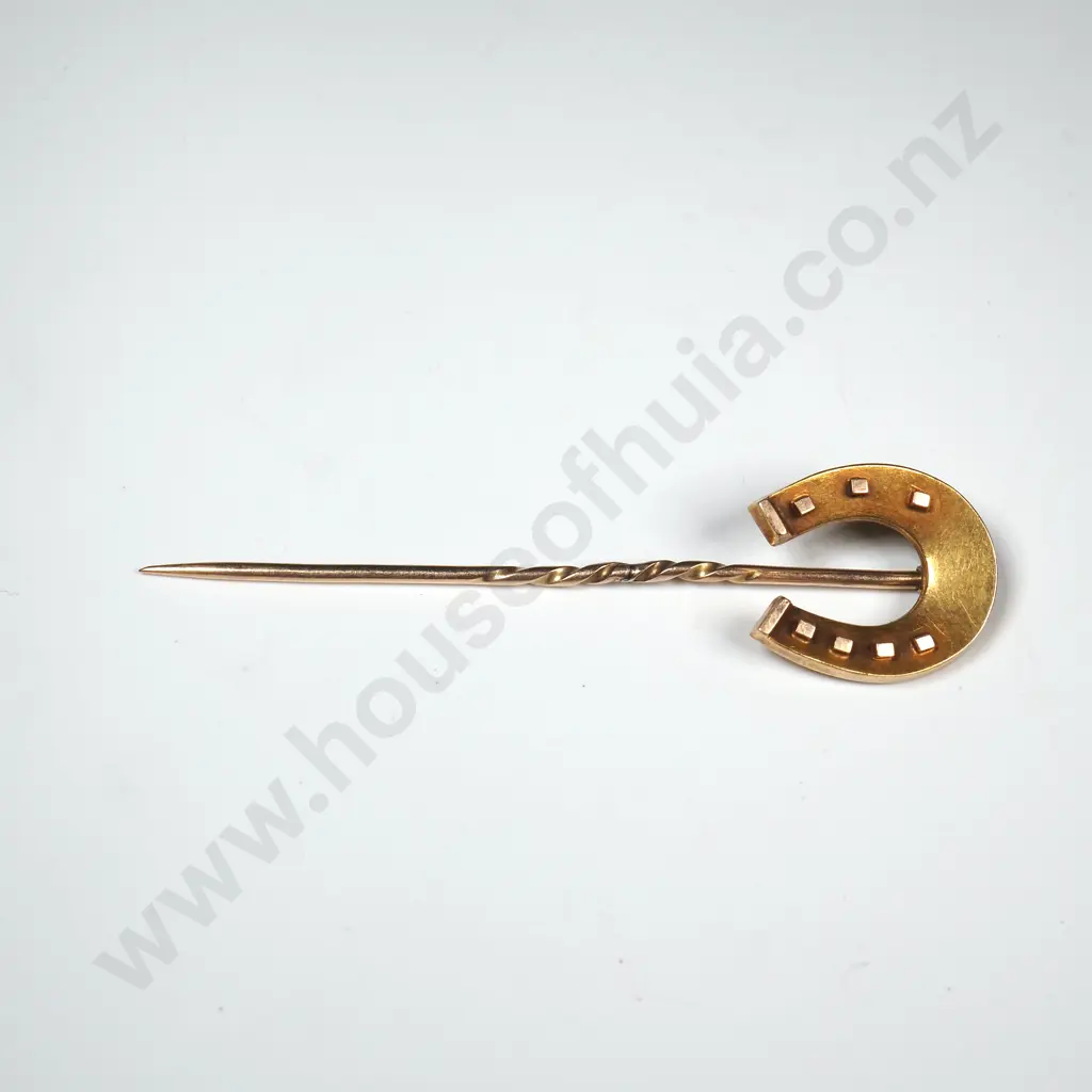 15ct Gold Horseshoe Tie Pin Good Luck w English Hallmarks Image 1++
