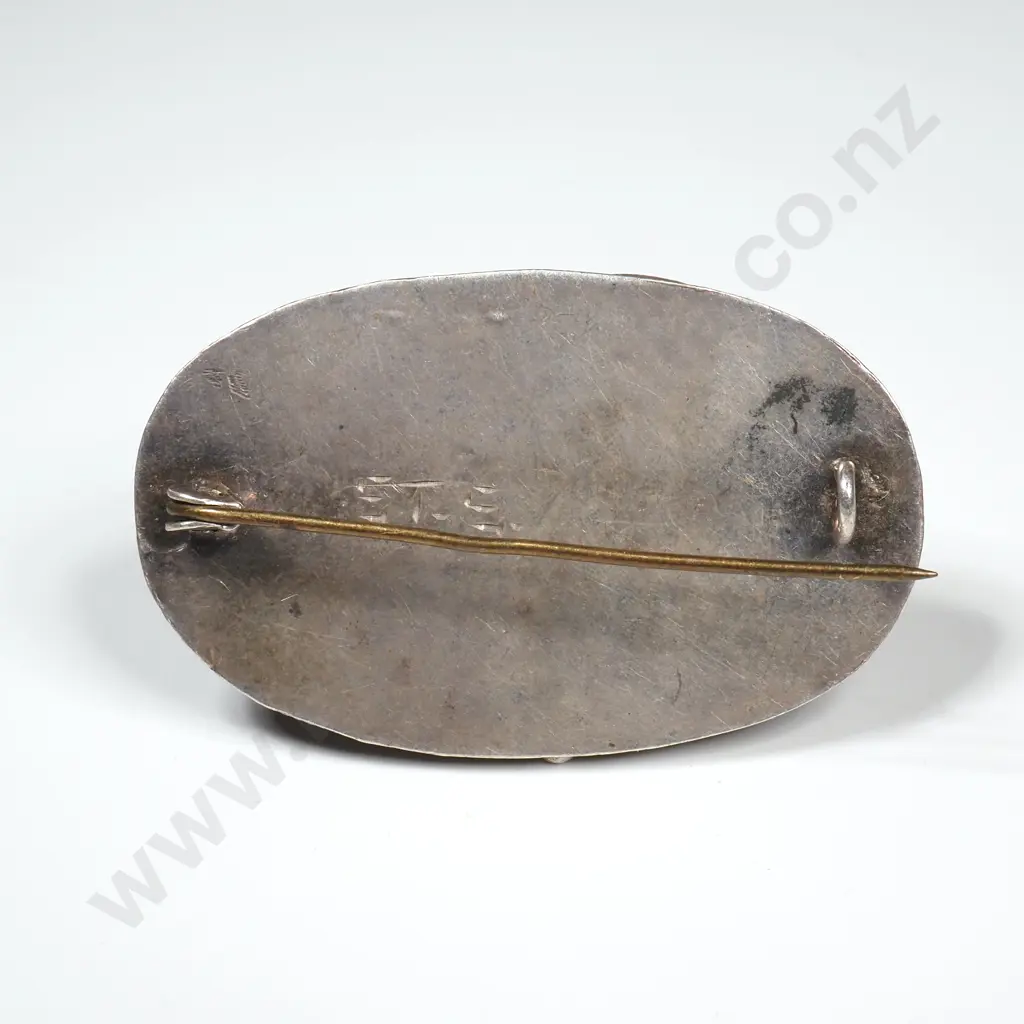 Vintage Sterling Silver And Agate Brooch Image 1++