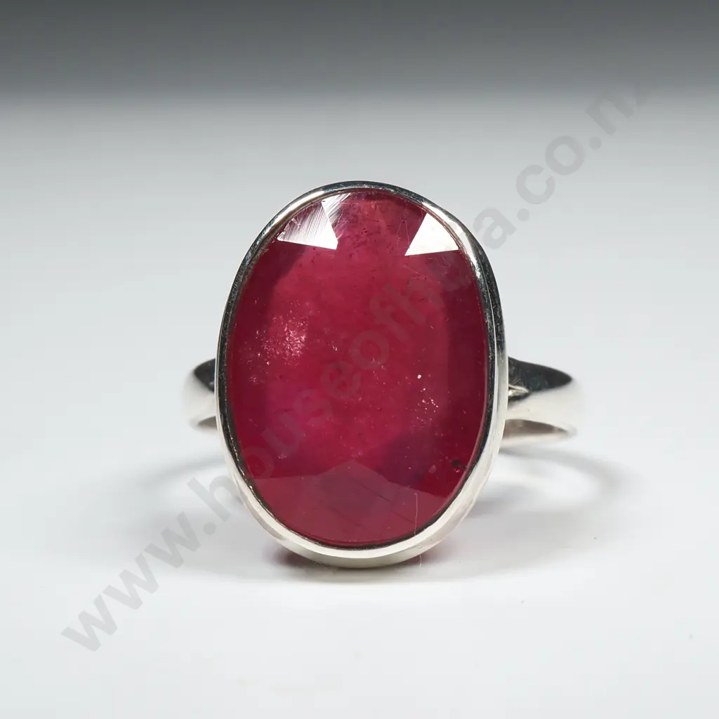 Sterling Silver & Ruby Ring Image 1++