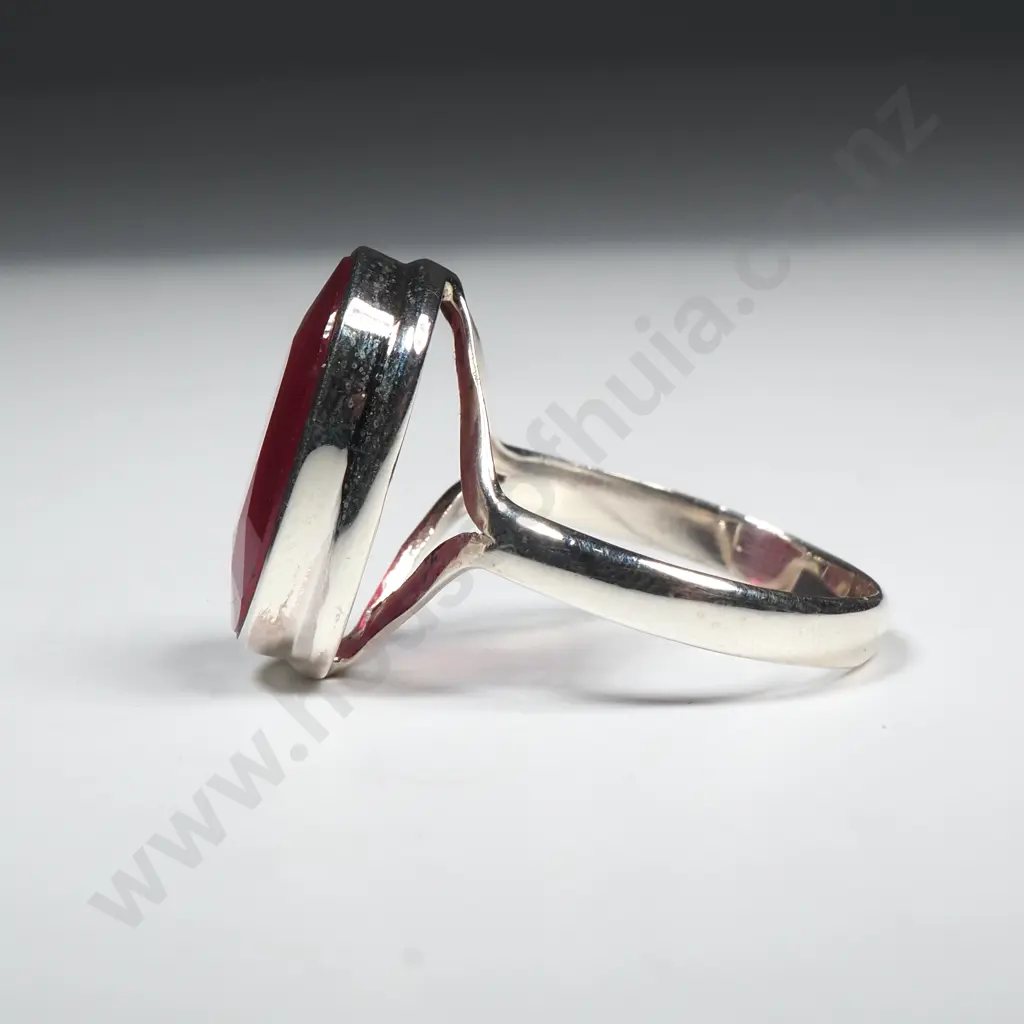 Sterling Silver & Ruby Ring Image 1++
