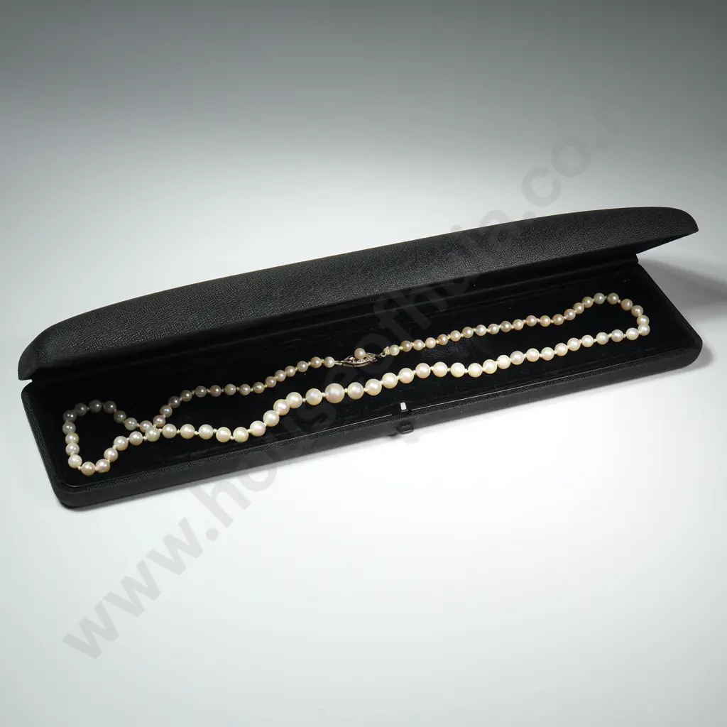 Pearl Necklace w 9ct White Gold Clasp w English Hallmarks Image 1++