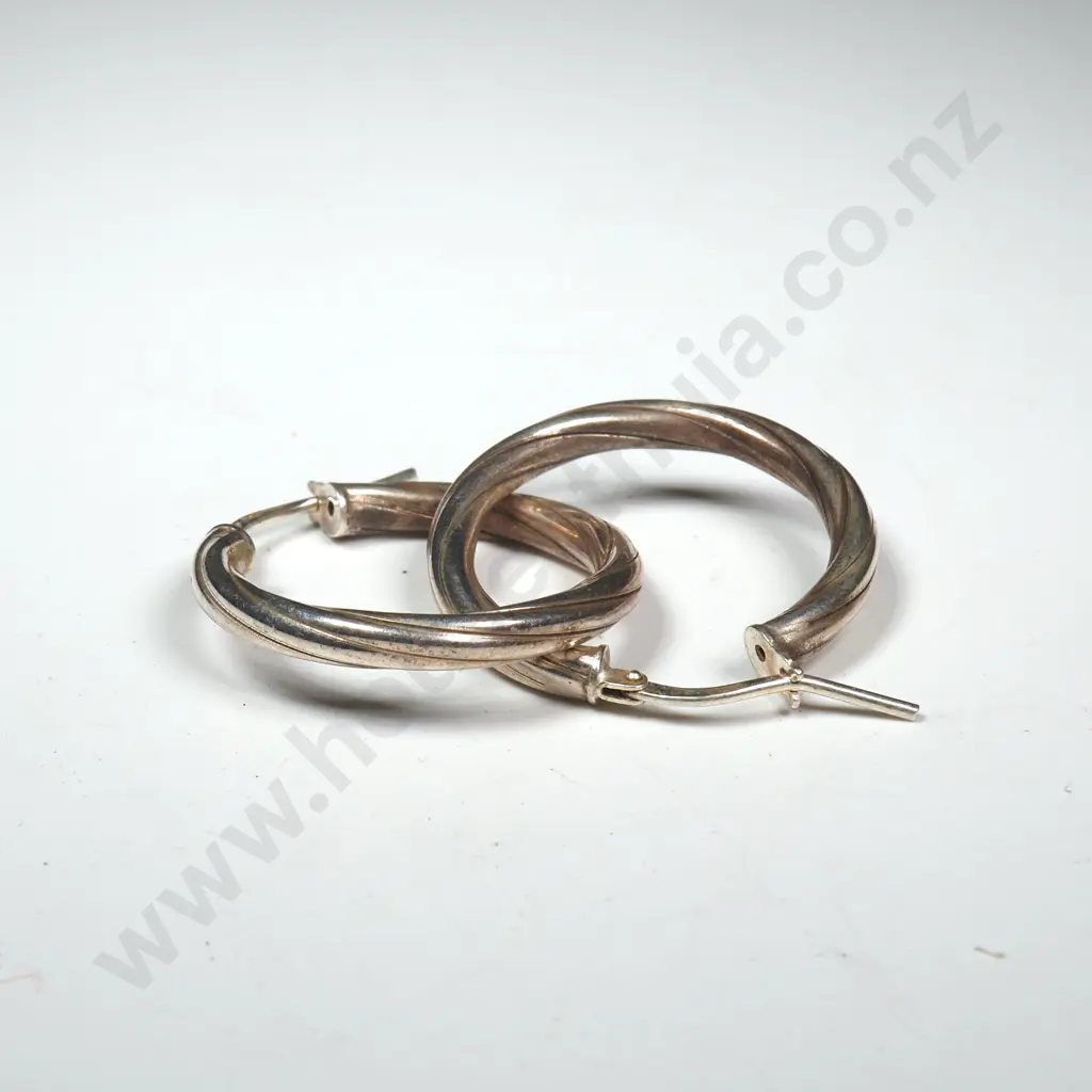 Modern Sterling Silver Hoop Earrings Image 1++