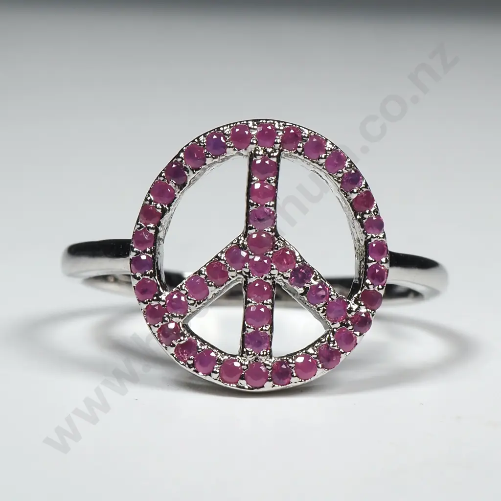 Sterling Silver & Ruby 'Peace' Ring Image 1++