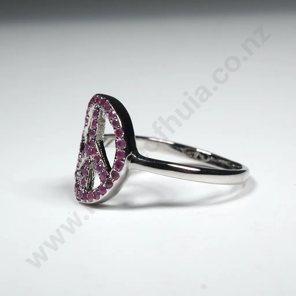 Sterling Silver & Ruby 'Peace' Ring Image 1++