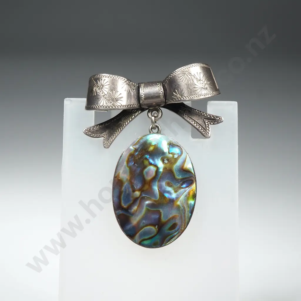 Vintage Sterling Silver And Paua Shell Brooch Image 1++
