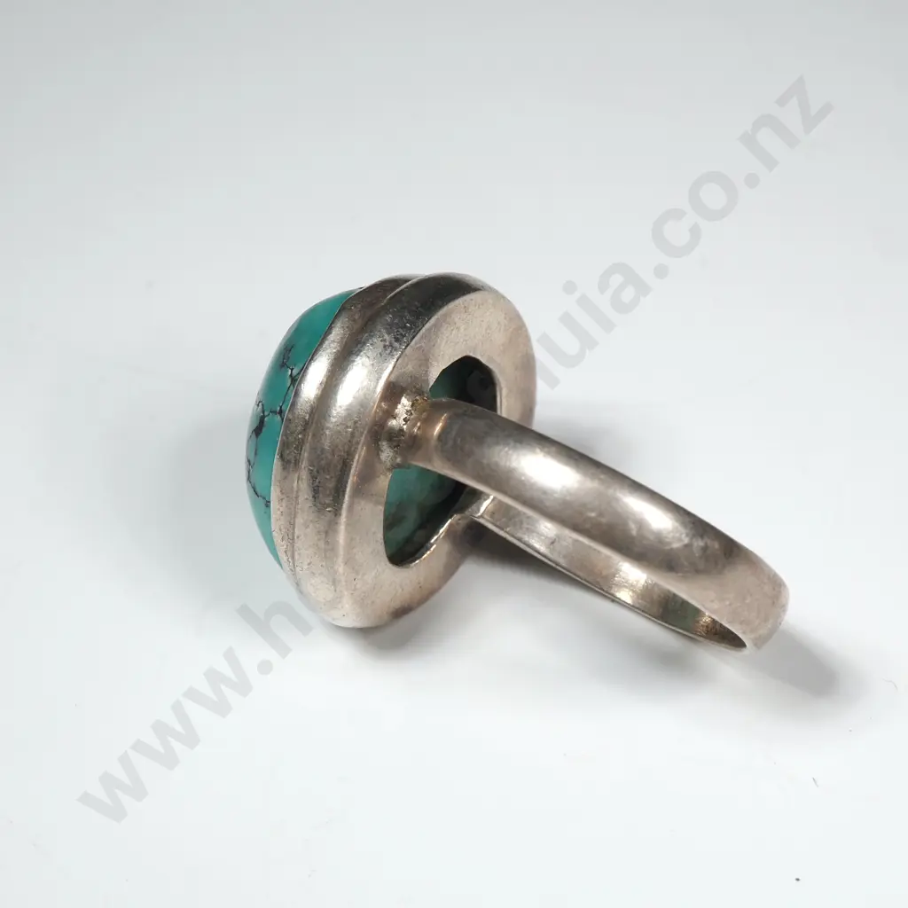Modern Sterling Silver And Turquoise Ring Image 1++