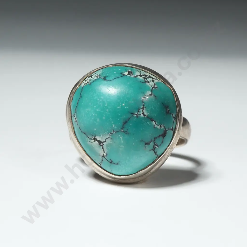 Modern Sterling Silver And Turquoise Ring Image 1++