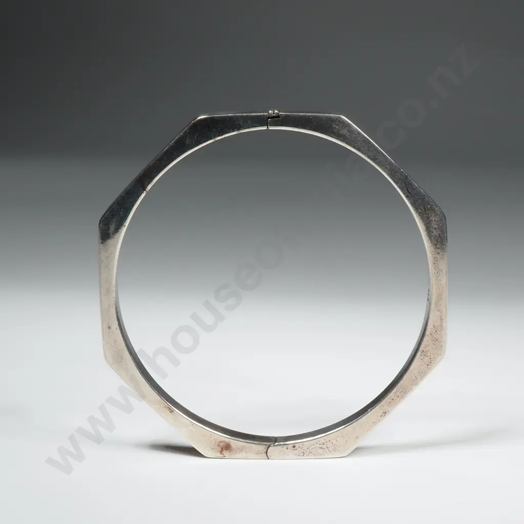 Modern Sterling Silver Snap Bangle Image 1++